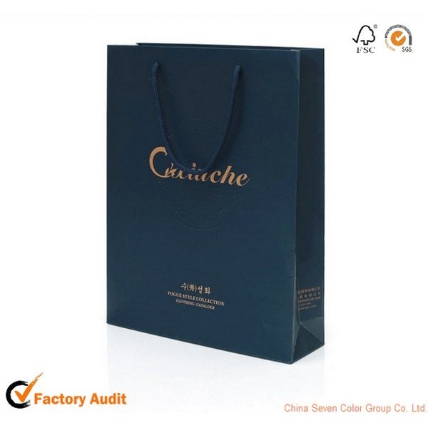 High Quality Customized Printed Christmas Gift Paper Bag With Ribbon Handles